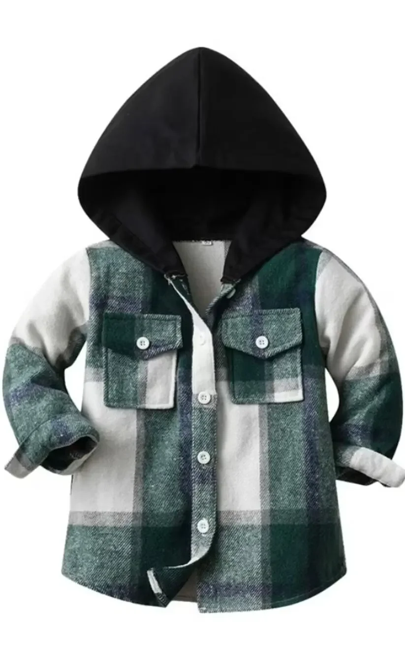 Toddler Green Plaid Flannel Shacket Size 4/5 NWOT